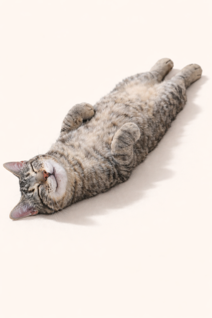 Главная кот лежит бежевый2